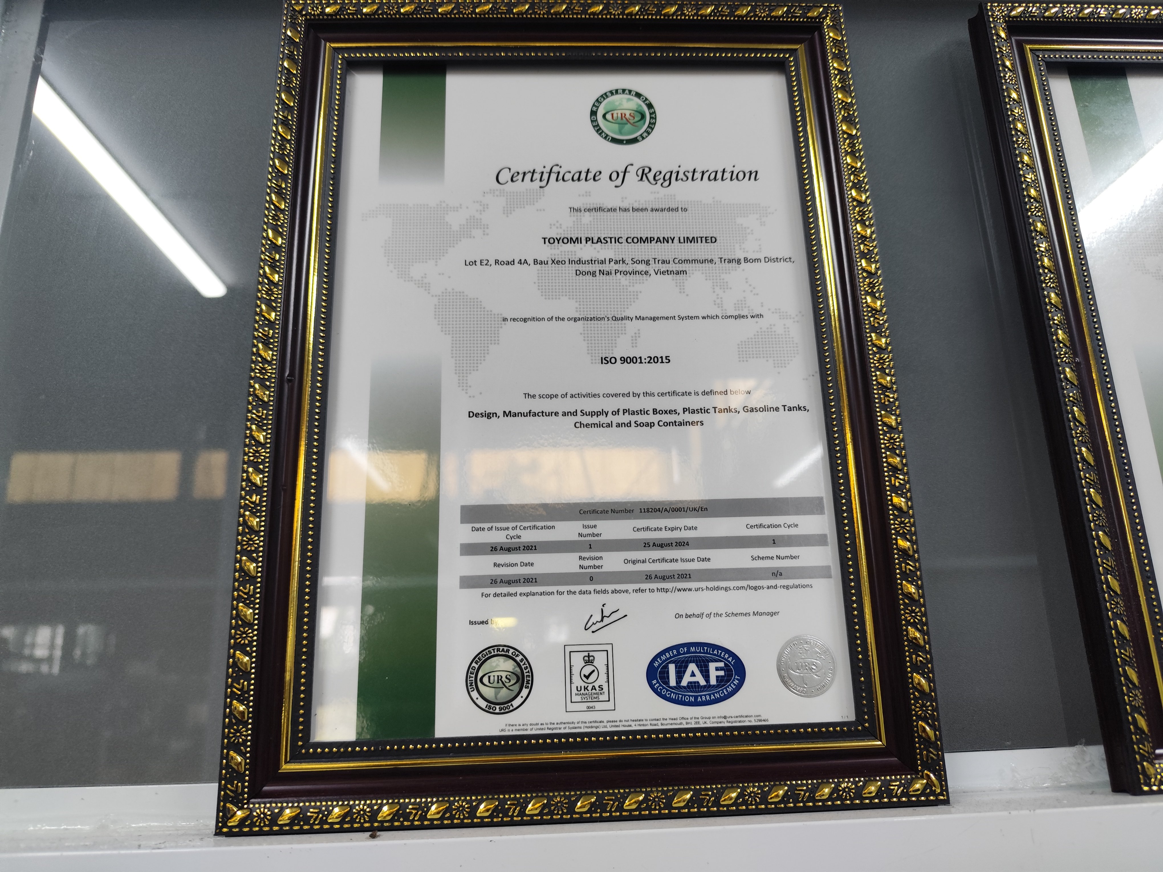 ISO 90012015 certificate